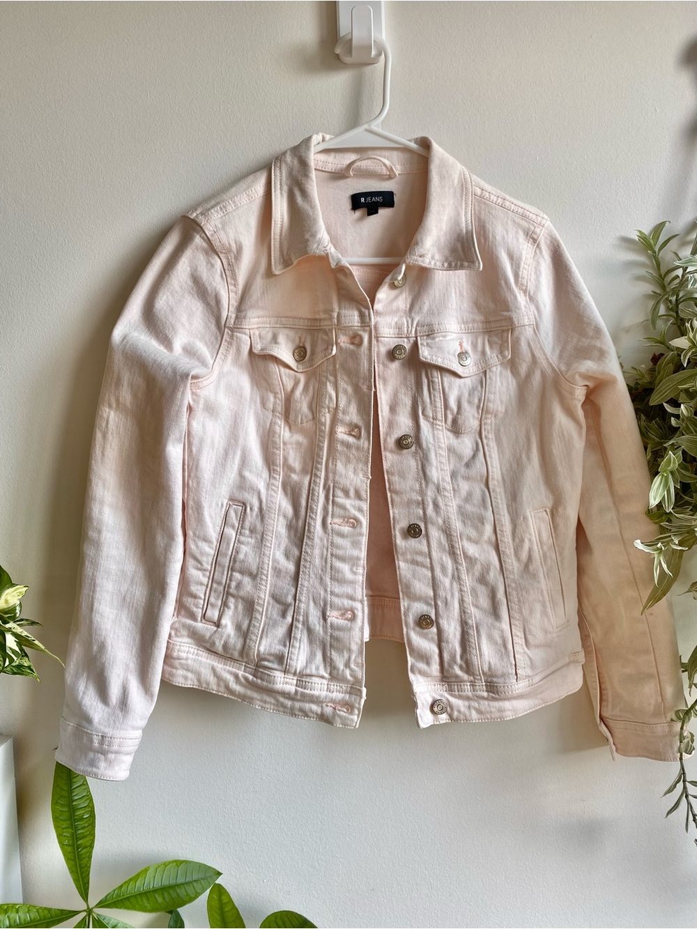 Blush Light Pink Denim Jean Jacket Fall Autumn Pastel Preppy Streetwear Cotton